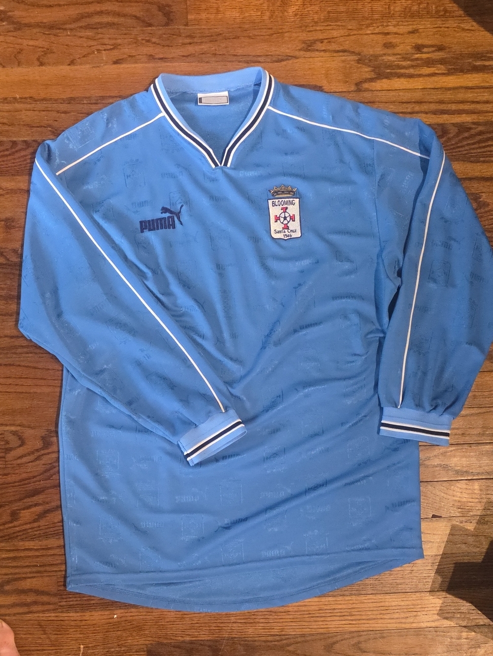 Puma Light Blue Long Sleeve Soccer Jersey with White Trim